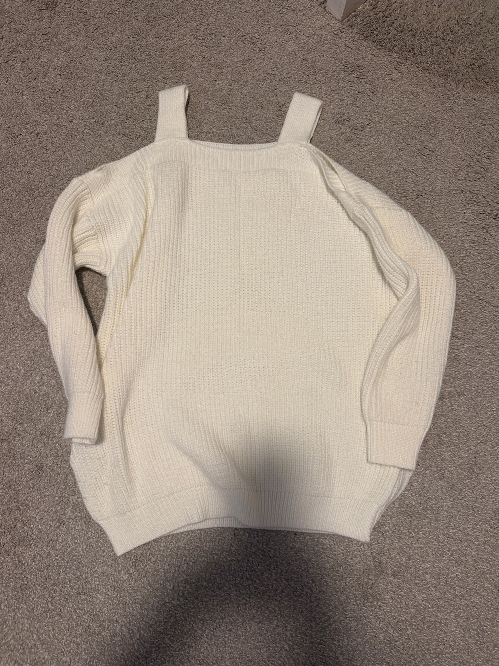 Cupshe Cream Knit Off-Shoulder Strap Sweater